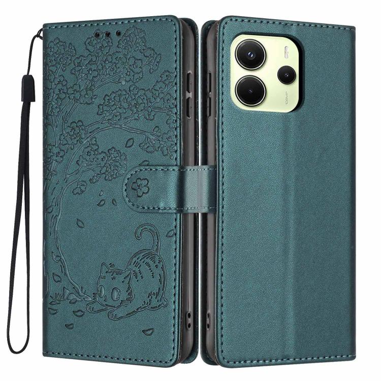 Light green embossed cat flip phone case with wrist strap and belt-style closure