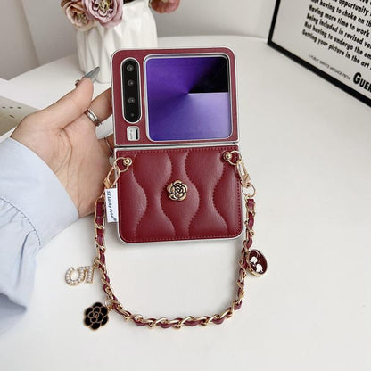 Puffer Jacket 3D Camellia Pattern Phone Case with Wrist Strap, For Huawei Pura X