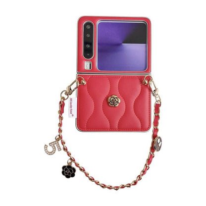 Puffer Jacket 3D Camellia Pattern Phone Case with Wrist Strap, For Huawei Pura X