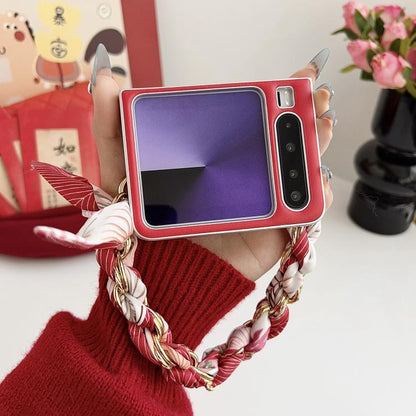Puffer Jacket Scarf Fabric Wrist Strap Phone Case, For Huawei Pura X