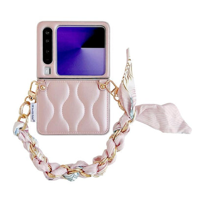 Puffer Jacket Scarf Fabric Wrist Strap Phone Case, For Huawei Pura X
