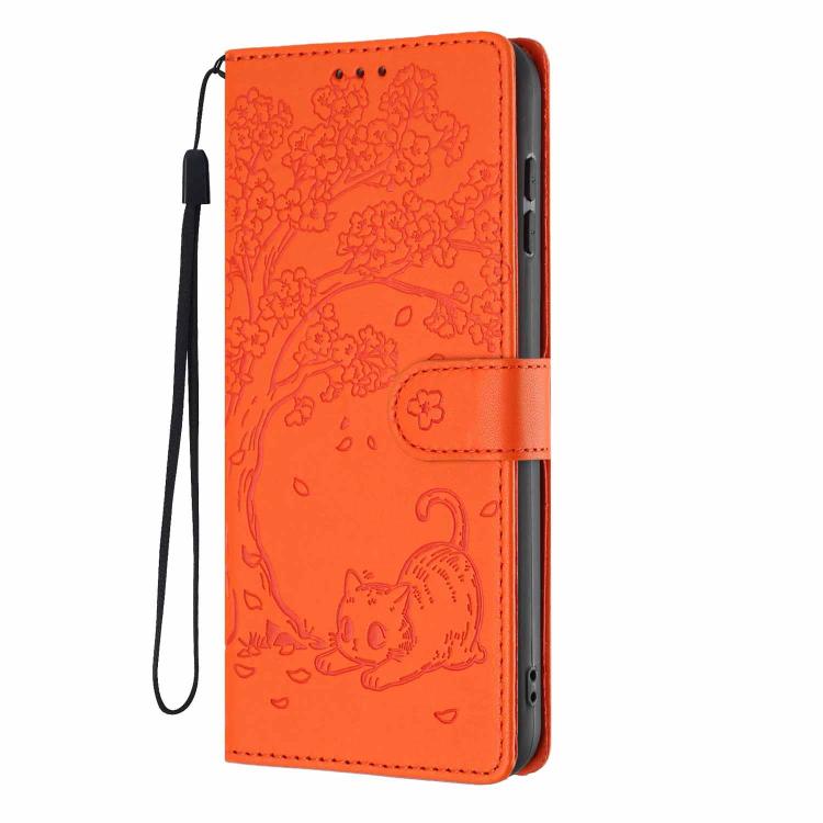 Tree Cat Embossed Flip Vegan Leather Phone Case, For Honor 90 Pro, For Honor 90