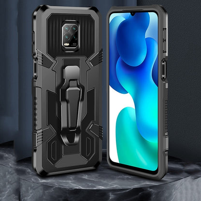 Space gray rugged protective phone case with kickstand grip, front and back access