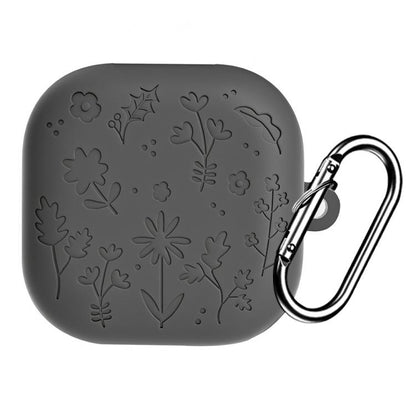 XDcase Floral Embossing Silicone Earbuds Case with Hook, For Samsung Galaxy Buds4 / 4 Pro