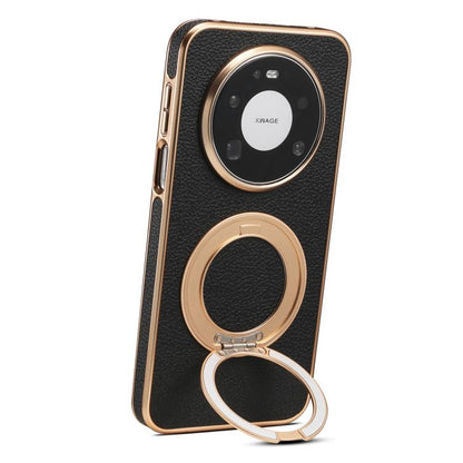 Denior A23 Magnetic Holder Electroplating Genuine Leather Phone Case, For Huawei Mate 80 Pro Max, For Huawei Mate 80 Pro / 80