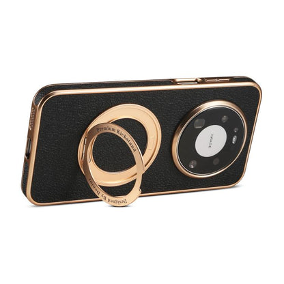 Denior A23 Magnetic Holder Electroplating Genuine Leather Phone Case, For Huawei Mate 80 Pro Max, For Huawei Mate 80 Pro / 80