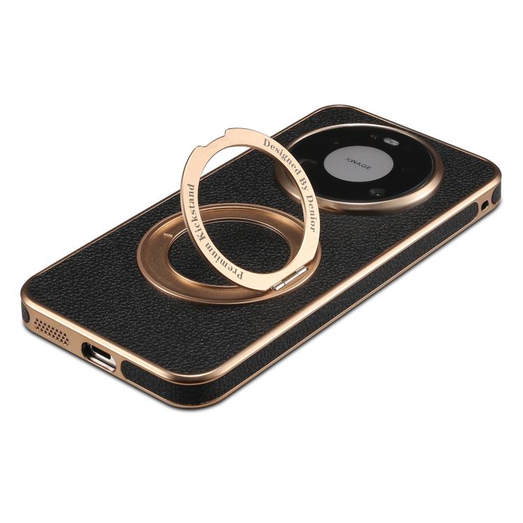 Denior A23 Magnetic Holder Electroplating Genuine Leather Phone Case, For Huawei Mate 80 Pro Max, For Huawei Mate 80 Pro / 80