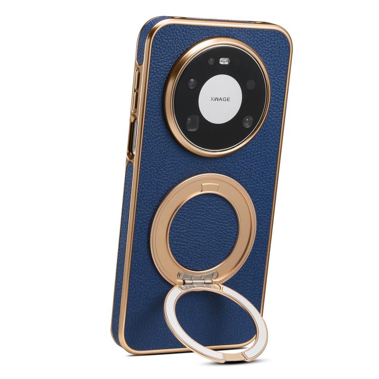 Denior A23 Magnetic Holder Electroplating Genuine Leather Phone Case, For Huawei Mate 80 Pro Max, For Huawei Mate 80 Pro / 80