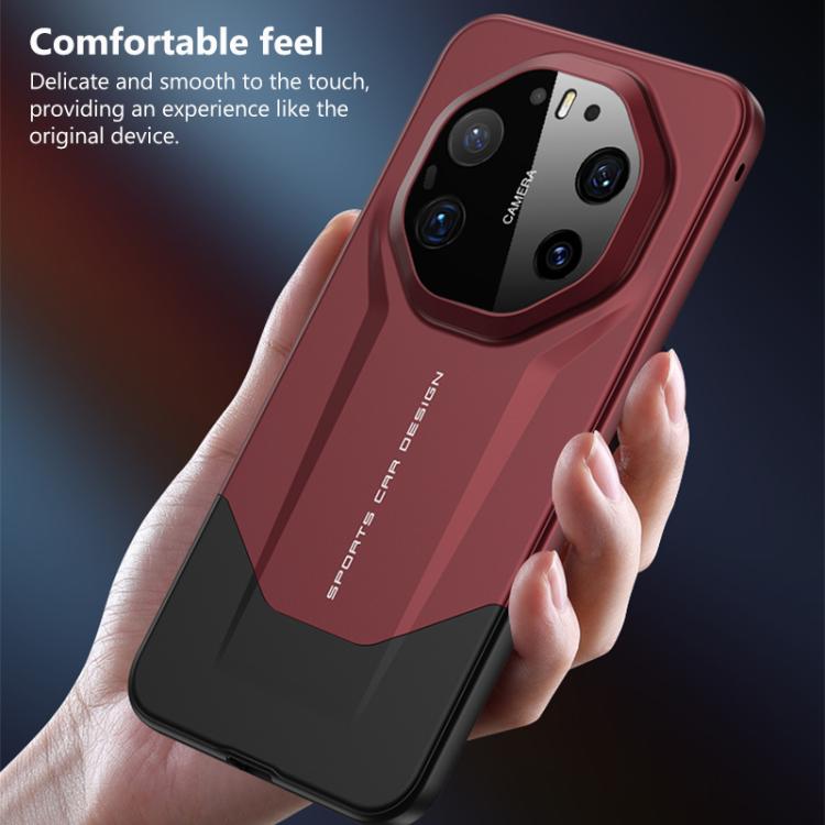 Red rugged phone case with raised camera cover and smooth grip edges