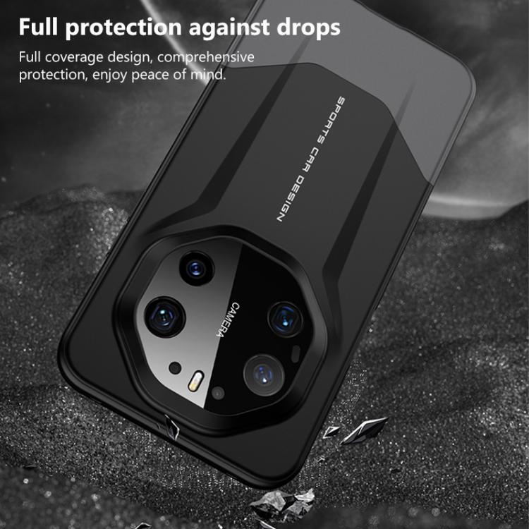 Black rugged phone case with raised camera area and protective corner bumpers