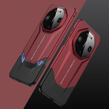 Red armor-style phone case with raised camera guards and side cutouts