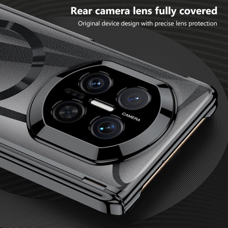 Silver magnetic phone case for Huawei Mate X7 with camera lens cover