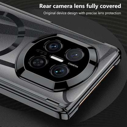 Silver magnetic phone case for Huawei Mate X7 with camera lens cover
