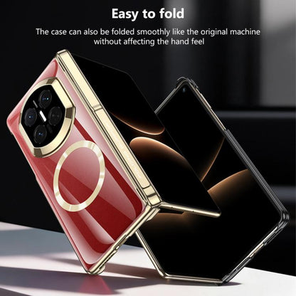 Champagne gold flip phone case for Huawei Mate X7 with magnetic ring detail