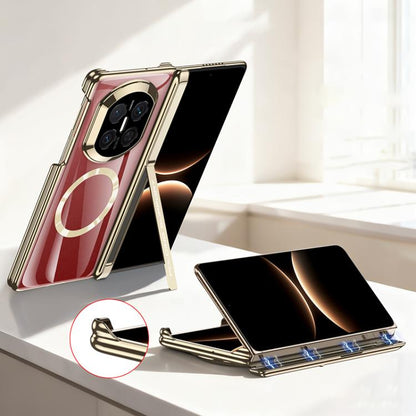 Champagne gold flip phone case for Huawei Mate X7 with ring detail and fold stand