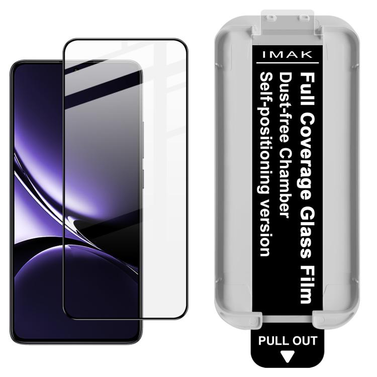 Full-coverage tempered glass screen protector with dust-free locator frame, clear