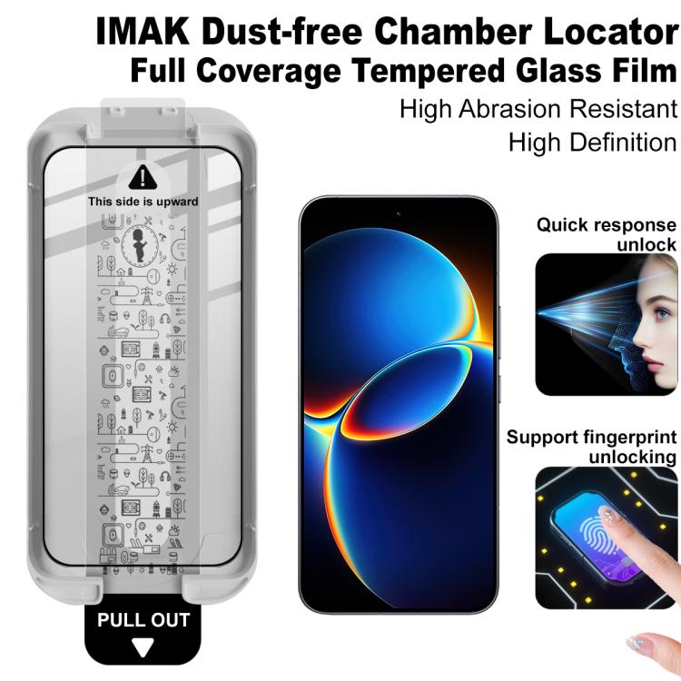 Dust-free chamber locator tempered glass film set with full-screen protector tray