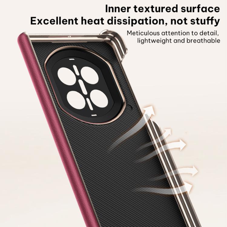 Burgundy phone case showing inner textured surface for heat dissipation and airflow