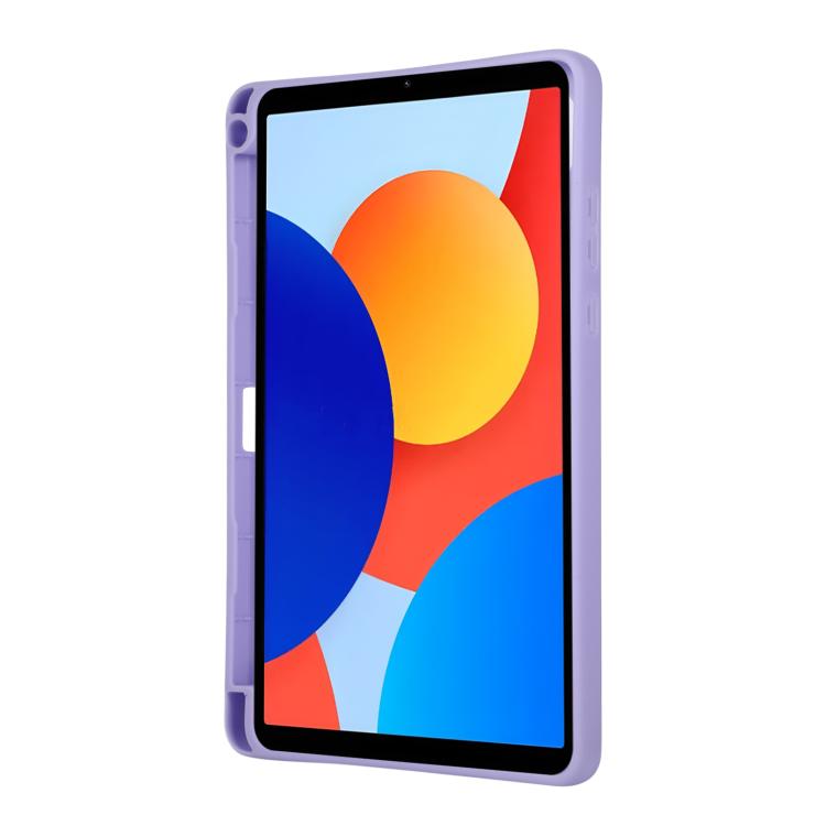 Purple slim tablet case with hand grip back, camera opening, and side cutouts