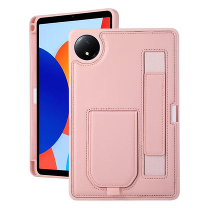 Pink tablet case with hand grip holder and pen slot, with protective cover