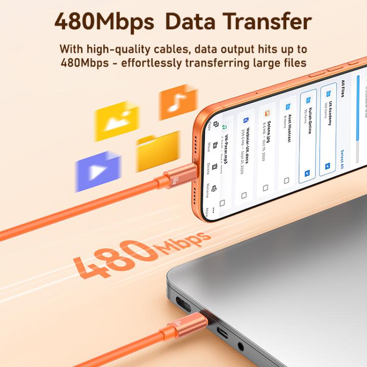 USAMS SJ784 U97 60W USB-C / Type-C to USB-C / Type-C Lanyard Fast Charging Data Cable, 30cm