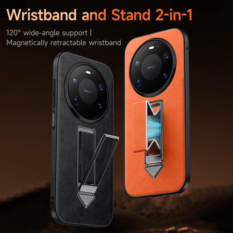 SULADA Wristband Hidden Metal Holder Faux Leather Phone Case, For Huawei Mate 80 Pro Max, For Huawei Mate 80 / Mate 80 Pro