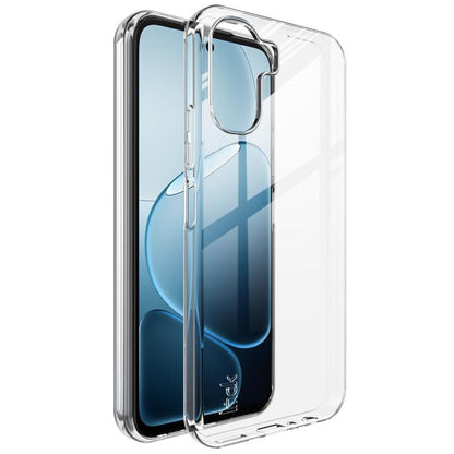 Clear TPU phone case fitted on phone with camera cutout and shockproof bumper frame