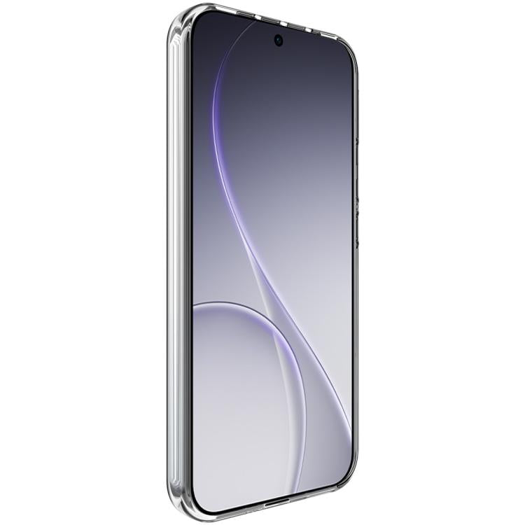 Clear shockproof TPU phone case showing side buttons and front screen opening