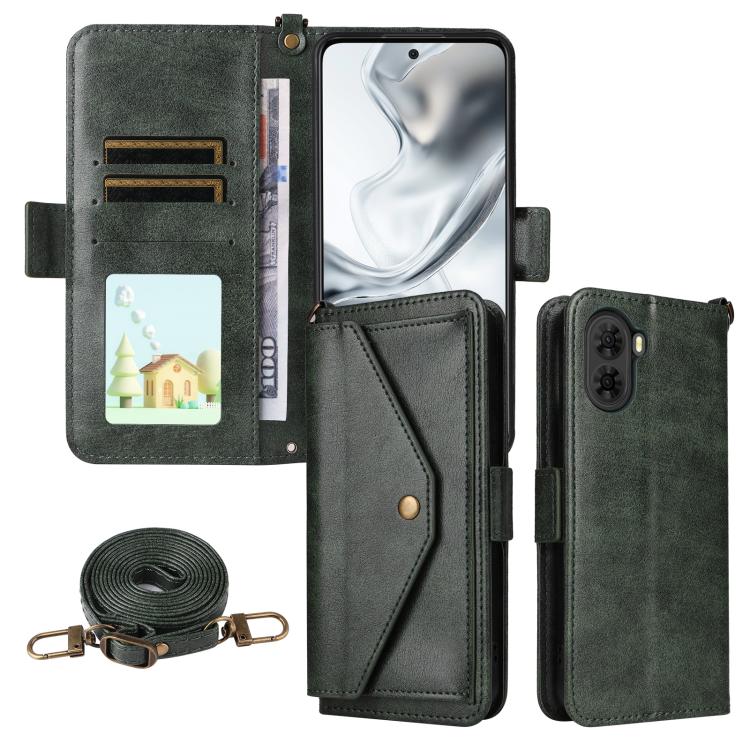 Dark cowhide leather crossbody phone wallet case with card slots and shoulder strap