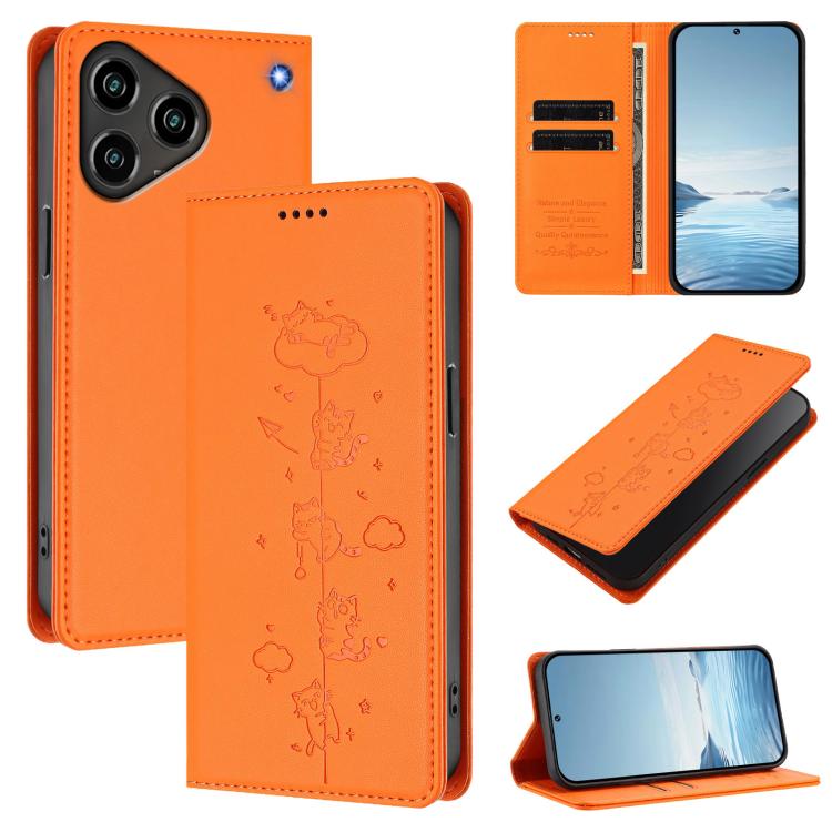 Cute Cats Embossed Magnetic RFID Vegan Leather Phone Case, For ZTE nubia Air, For ZTE nubia Z80 Ultra, For ZTE nubia RedMagic 11 Pro, For ZTE Blade A76 4G, For ZTE Blade A56 Pro, For ZTE Blade A76 5G, For ZTE Blade A36 4G, For ZTE Blade A56 4G         ...