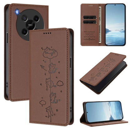 Cute Cats Embossed Magnetic RFID Vegan Leather Phone Case, For ZTE nubia Red Magic 10 Air, For ZTE Kantan Sumaho 4 A402ZT, For ZTE Blade V60 4G / Axon 60 4G, For ZTE Blade A35e 4G, For ZTE nubia Neo 3 GT 5G, For ZTE nubia Focus 2 5G, For ZTE nubia Musi...