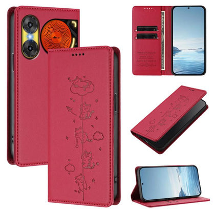 Cute Cats Embossed Magnetic RFID Vegan Leather Phone Case, For ZTE nubia Red Magic 10 Air, For ZTE Kantan Sumaho 4 A402ZT, For ZTE Blade V60 4G / Axon 60 4G, For ZTE Blade A35e 4G, For ZTE nubia Neo 3 GT 5G, For ZTE nubia Focus 2 5G, For ZTE nubia Musi...