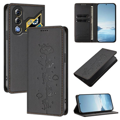 Cute Cats Embossed Magnetic RFID Vegan Leather Phone Case, For ZTE nubia Red Magic 10 Air, For ZTE Kantan Sumaho 4 A402ZT, For ZTE Blade V60 4G / Axon 60 4G, For ZTE Blade A35e 4G, For ZTE nubia Neo 3 GT 5G, For ZTE nubia Focus 2 5G, For ZTE nubia Musi...