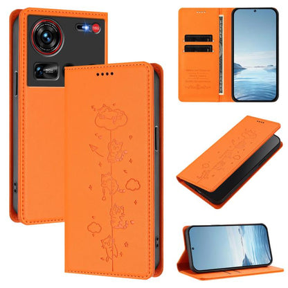 Cute Cats Embossed Magnetic RFID Vegan Leather Phone Case, For ZTE nubia Z70 Ultra, For ZTE Blade V70, For ZTE nubia Red Magic 10 Pro, For ZTE Blade V60 Vita / V60 Design, For ZTE Blade A75 5G / nubia Focus 5G, For ZTE Blade A75 4G                     ...