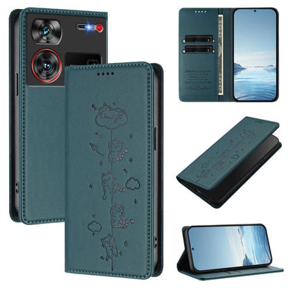 Cute Cats Embossed Magnetic RFID Vegan Leather Phone Case, For ZTE nubia Z70 Ultra, For ZTE Blade V70, For ZTE nubia Red Magic 10 Pro, For ZTE Blade V60 Vita / V60 Design, For ZTE Blade A75 5G / nubia Focus 5G, For ZTE Blade A75 4G                     ...