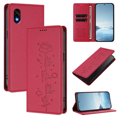 Cute Cats Embossed Magnetic RFID Vegan Leather Phone Case, For ZTE nubia Red Magic 10 Air, For ZTE Kantan Sumaho 4 A402ZT, For ZTE Blade V60 4G / Axon 60 4G, For ZTE Blade A35e 4G, For ZTE nubia Neo 3 GT 5G, For ZTE nubia Focus 2 5G, For ZTE nubia Musi...