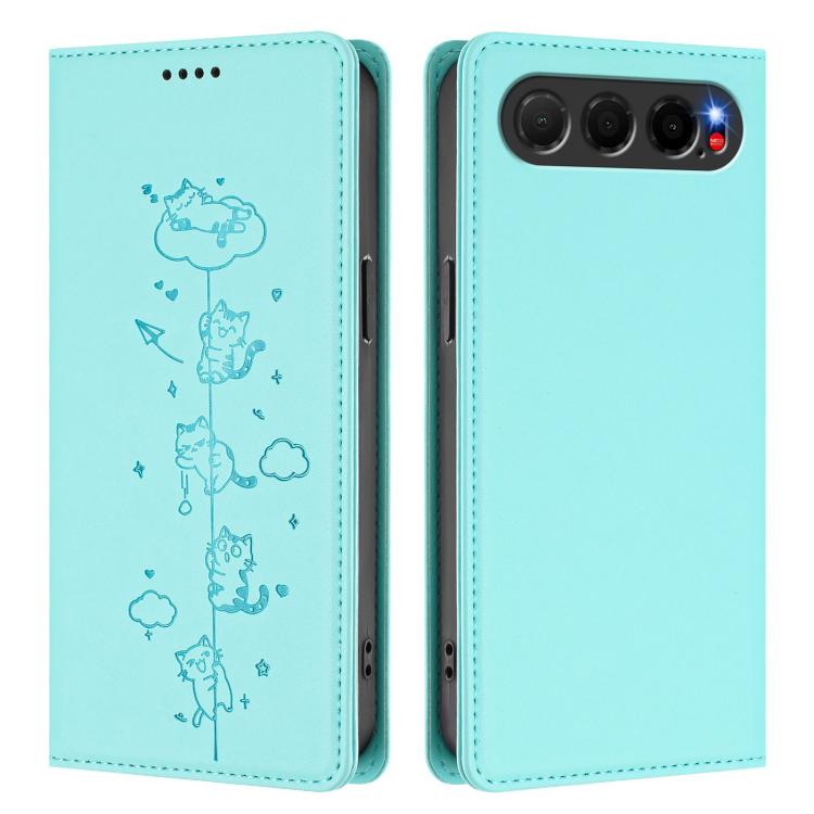 Cute Cats Embossed Magnetic RFID Vegan Leather Phone Case, For ZTE nubia Air, For ZTE nubia Z80 Ultra, For ZTE nubia RedMagic 11 Pro, For ZTE Blade A76 4G, For ZTE Blade A56 Pro, For ZTE Blade A76 5G, For ZTE Blade A36 4G, For ZTE Blade A56 4G         ...
