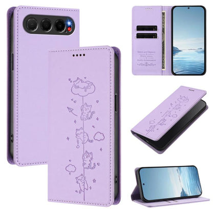 Cute Cats Embossed Magnetic RFID Vegan Leather Phone Case, For ZTE nubia Air, For ZTE nubia Z80 Ultra, For ZTE nubia RedMagic 11 Pro, For ZTE Blade A76 4G, For ZTE Blade A56 Pro, For ZTE Blade A76 5G, For ZTE Blade A36 4G, For ZTE Blade A56 4G         ...
