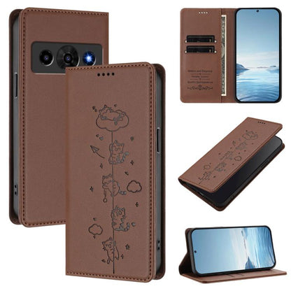 Cute Cats Embossed Magnetic RFID Vegan Leather Phone Case, For ZTE nubia Neo 5 5G, For ZTE nubia Neo 5 GT 5G, For ZTE Optus X Value 5G, For ZTE Optus X Pro 2 5G, For ZTE nubia RedMagic 11 Air, For ZTE A75 Pro / Telstra T-Elite 5G, For ZTE nubia S2 504Z...
