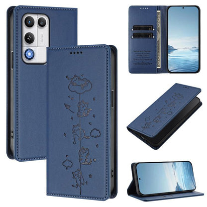 Cute Cats Embossed Magnetic RFID Vegan Leather Phone Case, For ZTE nubia Neo 5 5G, For ZTE nubia Neo 5 GT 5G, For ZTE Optus X Value 5G, For ZTE Optus X Pro 2 5G, For ZTE nubia RedMagic 11 Air, For ZTE A75 Pro / Telstra T-Elite 5G, For ZTE nubia S2 504Z...