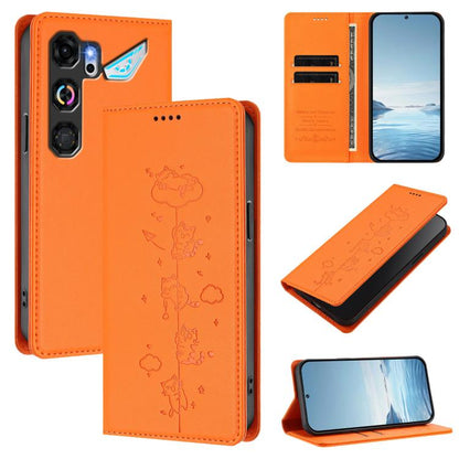 Cute Cats Embossed Magnetic RFID Vegan Leather Phone Case, For ZTE nubia Neo 5 5G, For ZTE nubia Neo 5 GT 5G, For ZTE Optus X Value 5G, For ZTE Optus X Pro 2 5G, For ZTE nubia RedMagic 11 Air, For ZTE A75 Pro / Telstra T-Elite 5G, For ZTE nubia S2 504Z...