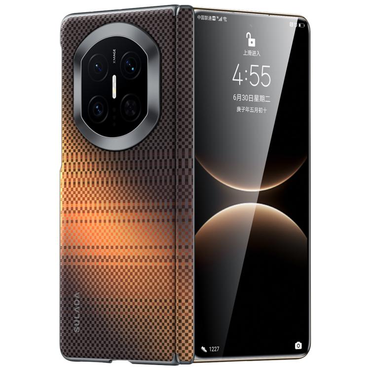 Orange woven texture magnetic leather phone case with camera cutout