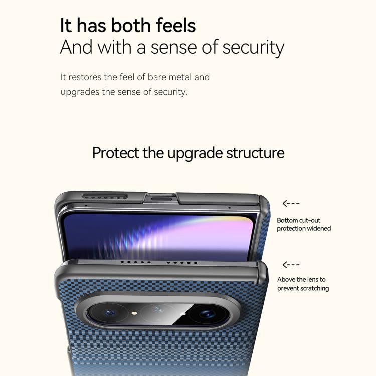 Blue woven texture phone case with magnetic closure and camera cutouts