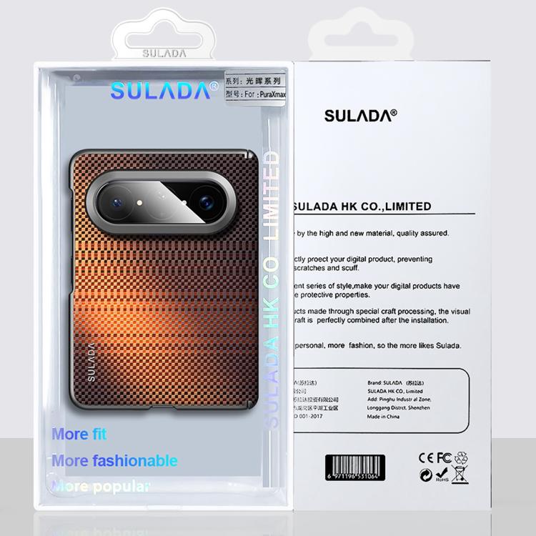 Orange woven texture magnetic phone case shown in retail packaging