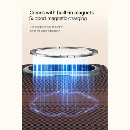 Orange woven texture magnetic phone case with built-in magnets charging diagram