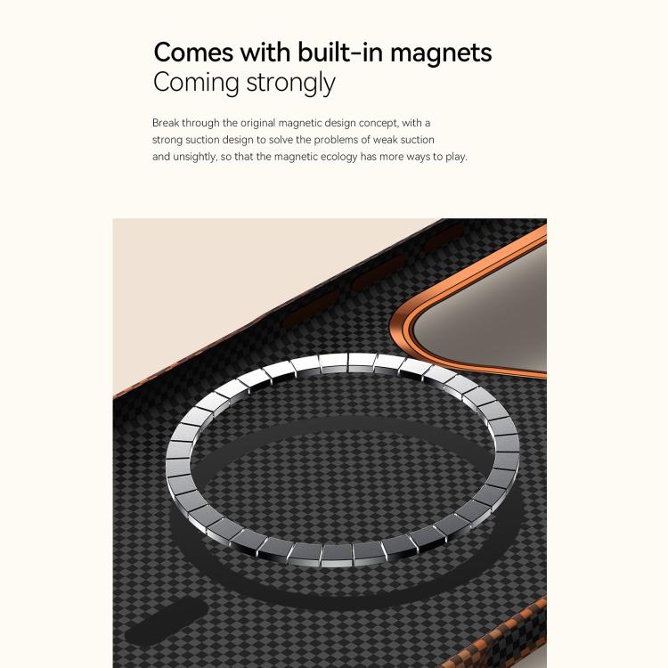 Orange Kevlar-woven magnetic leather case edge with circular magnet contacts