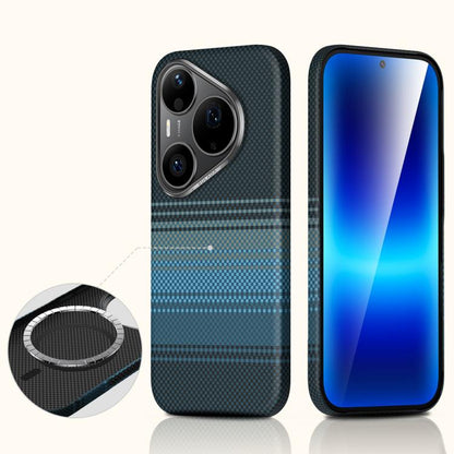 Blue woven magnetic phone case with camera cutout and magnetic ring accessory