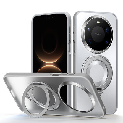 Frosted magnetic phone case with 360 rotation ring holder for Huawei phones, light gray