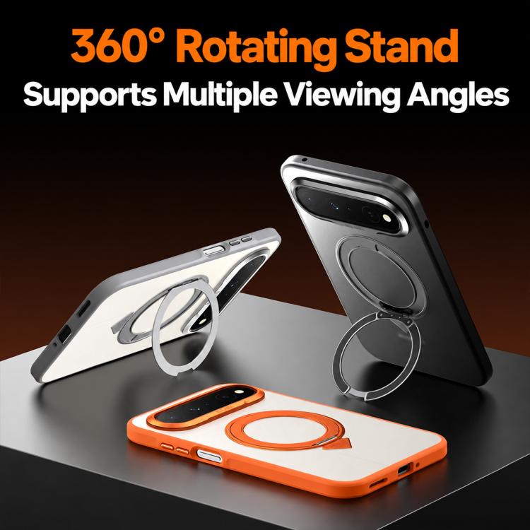 Matte gray phone case with 360 rotating ring stand for multiple viewing angles
