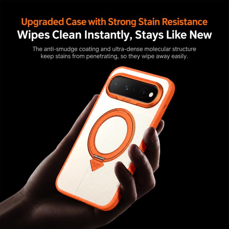 Orange frosted phone case with circular ring stand
